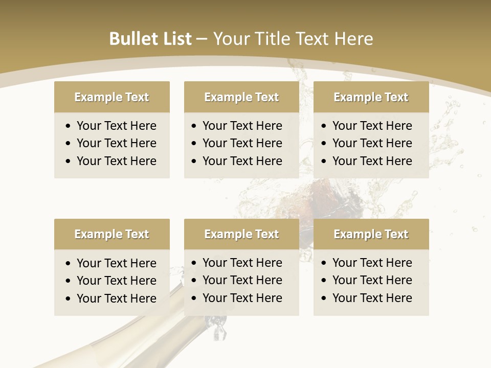 A Bottle Of Champagne With A Splash Of Water On It PowerPoint Template