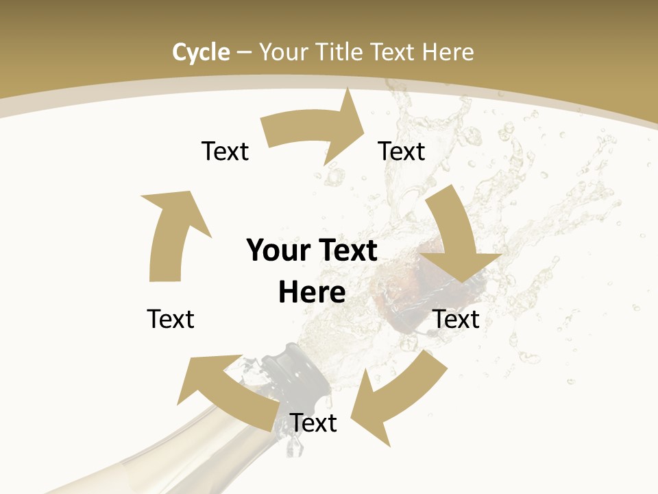 A Bottle Of Champagne With A Splash Of Water On It PowerPoint Template