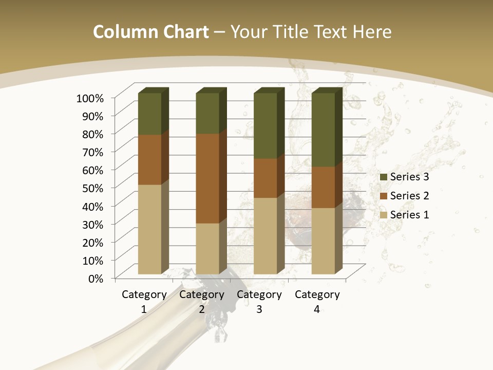 A Bottle Of Champagne With A Splash Of Water On It PowerPoint Template