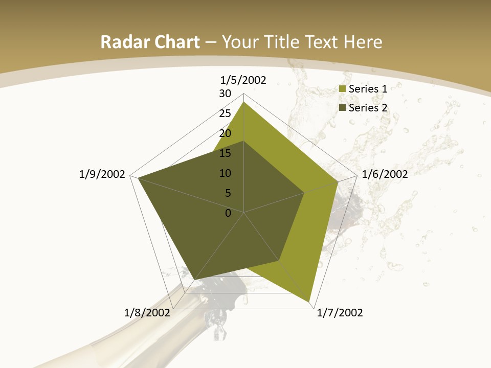 A Bottle Of Champagne With A Splash Of Water On It PowerPoint Template
