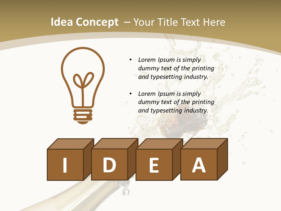 A Bottle Of Champagne With A Splash Of Water On It PowerPoint Template