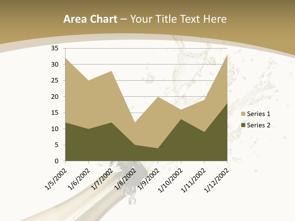 A Bottle Of Champagne With A Splash Of Water On It PowerPoint Template