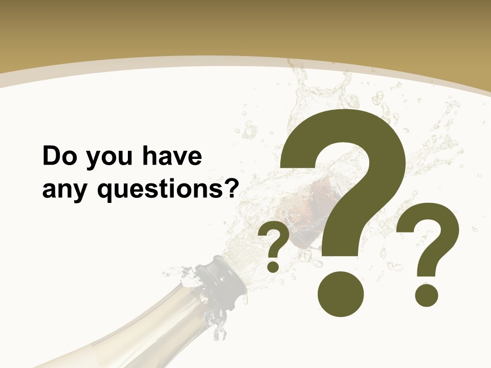 A Bottle Of Champagne With A Splash Of Water On It PowerPoint Template