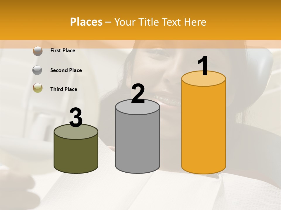 A Woman Sitting In A Dentist Chair Holding A Piece Of Paper PowerPoint Template