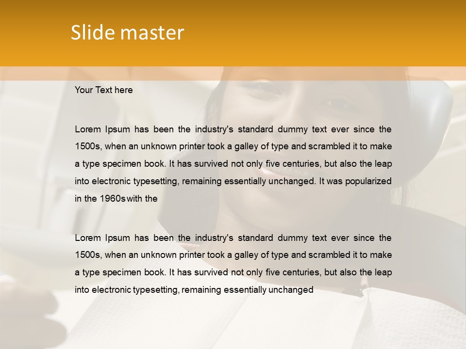 A Woman Sitting In A Dentist Chair Holding A Piece Of Paper PowerPoint Template