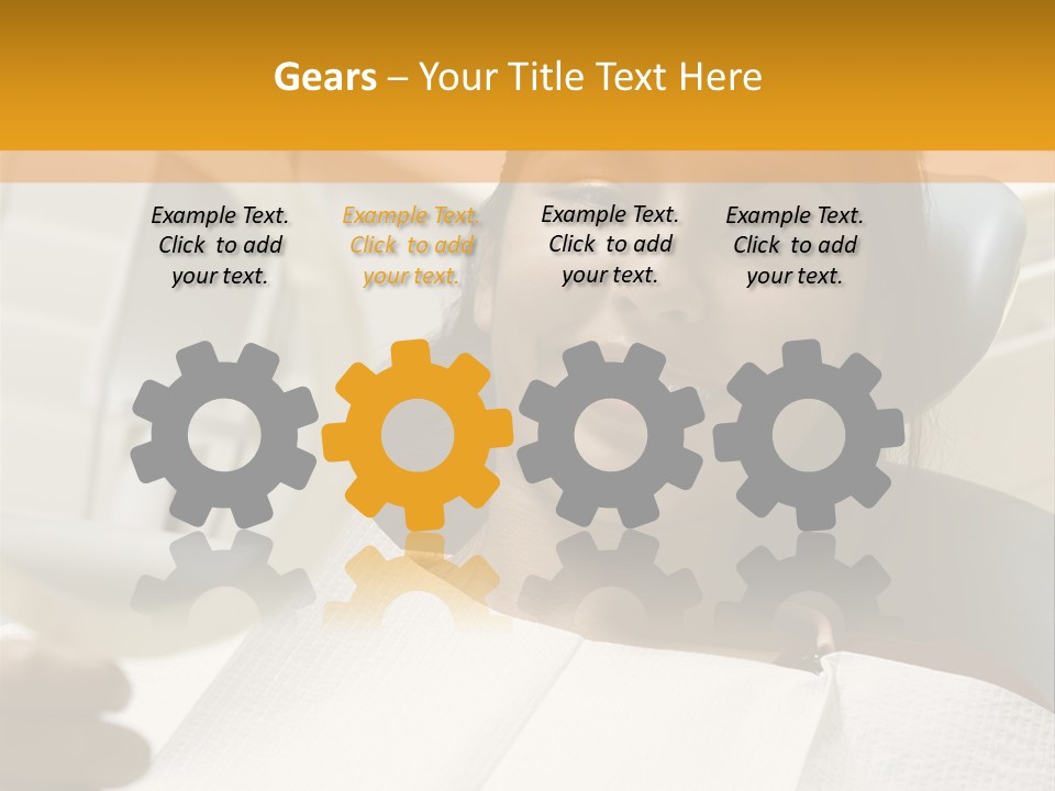 A Woman Sitting In A Dentist Chair Holding A Piece Of Paper PowerPoint Template