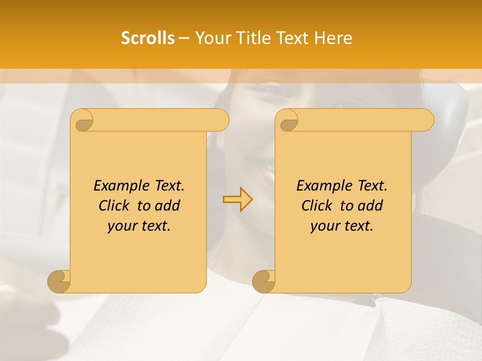 A Woman Sitting In A Dentist Chair Holding A Piece Of Paper PowerPoint Template