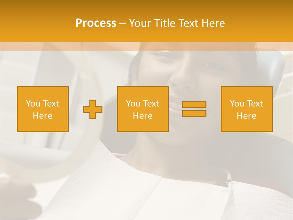 A Woman Sitting In A Dentist Chair Holding A Piece Of Paper PowerPoint Template