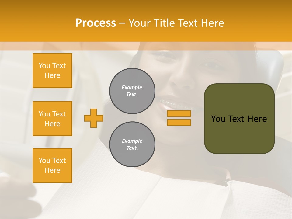 A Woman Sitting In A Dentist Chair Holding A Piece Of Paper PowerPoint Template
