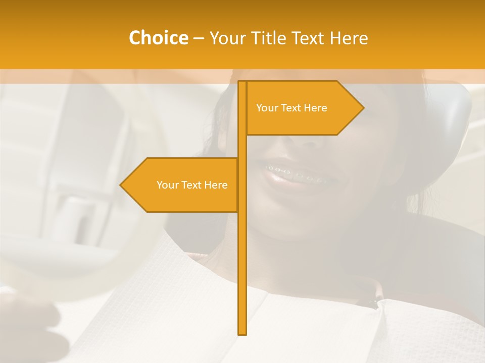 A Woman Sitting In A Dentist Chair Holding A Piece Of Paper PowerPoint Template