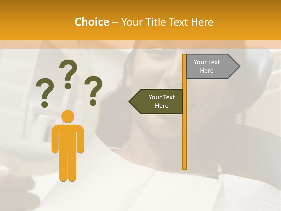 A Woman Sitting In A Dentist Chair Holding A Piece Of Paper PowerPoint Template