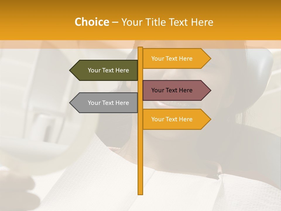 A Woman Sitting In A Dentist Chair Holding A Piece Of Paper PowerPoint Template