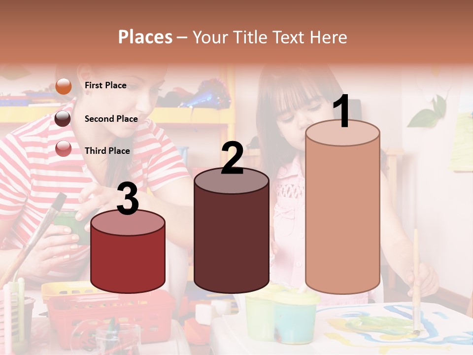 Woman Preschooler Brush PowerPoint Template