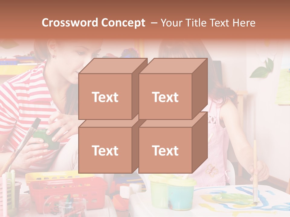 Woman Preschooler Brush PowerPoint Template