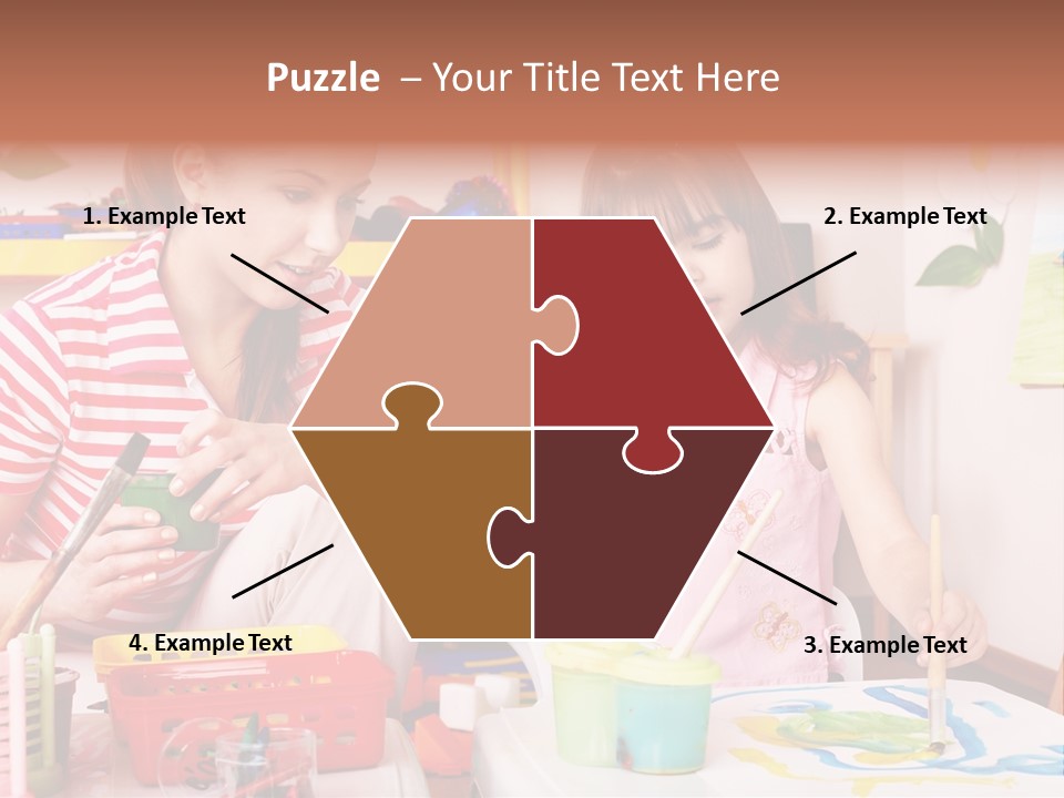 Woman Preschooler Brush PowerPoint Template