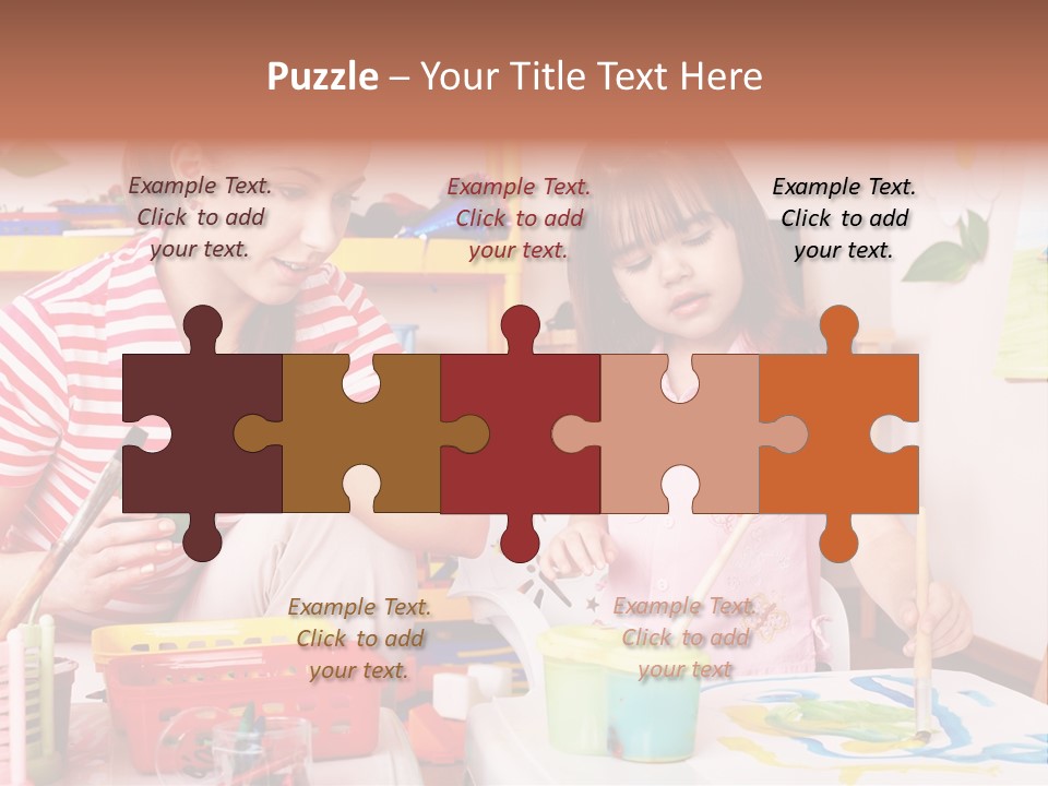 Woman Preschooler Brush PowerPoint Template