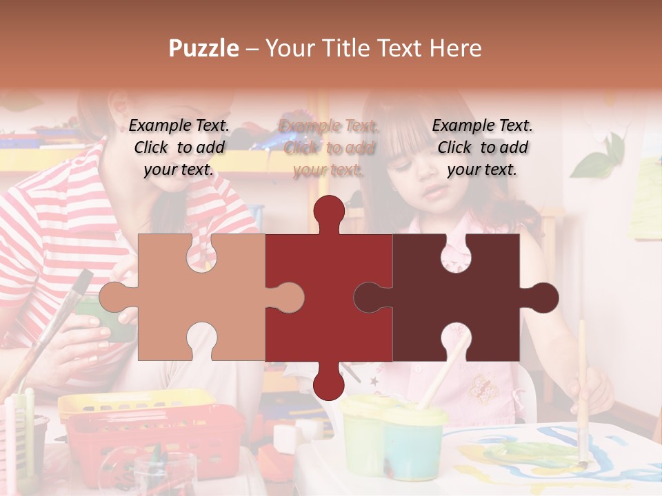 Woman Preschooler Brush PowerPoint Template