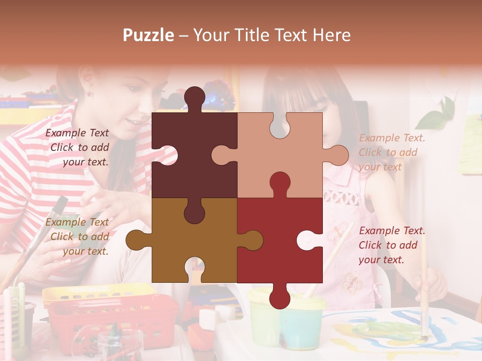 Woman Preschooler Brush PowerPoint Template