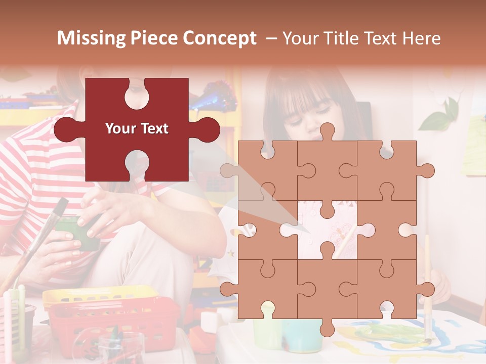 Woman Preschooler Brush PowerPoint Template