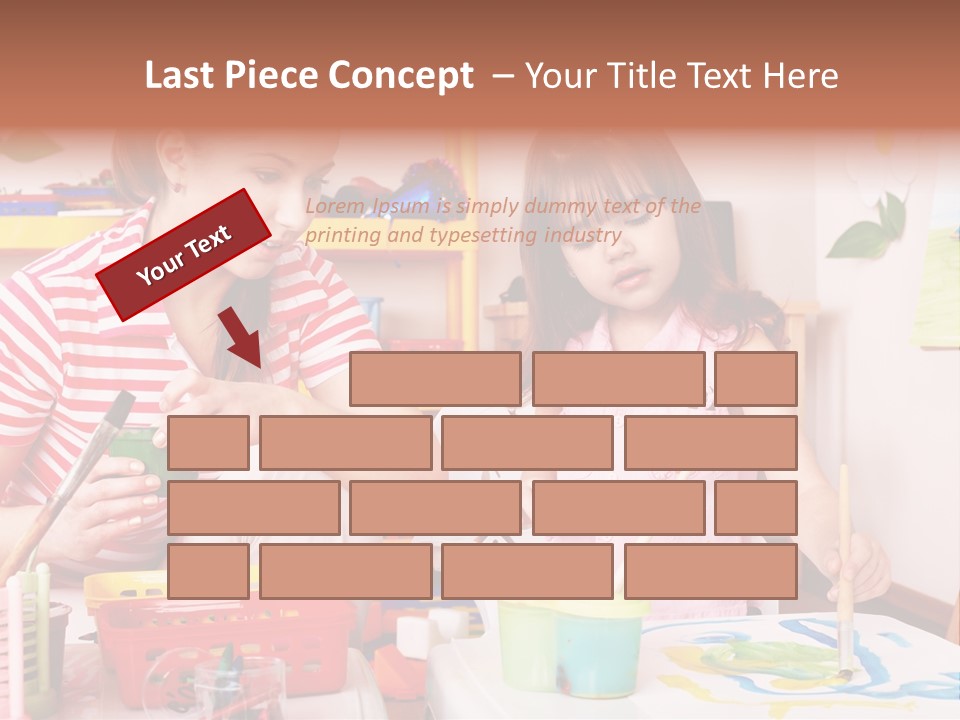Woman Preschooler Brush PowerPoint Template