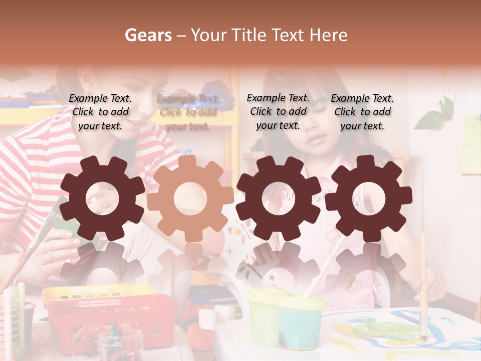 Woman Preschooler Brush PowerPoint Template