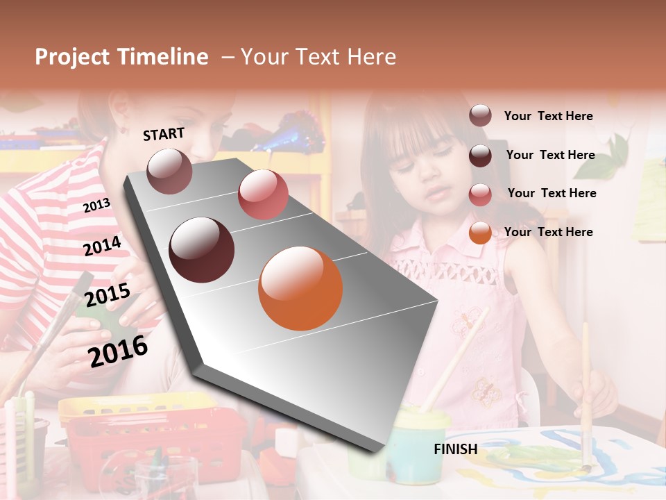 Woman Preschooler Brush PowerPoint Template