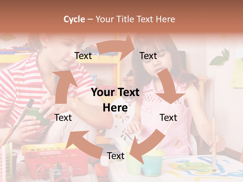 Woman Preschooler Brush PowerPoint Template