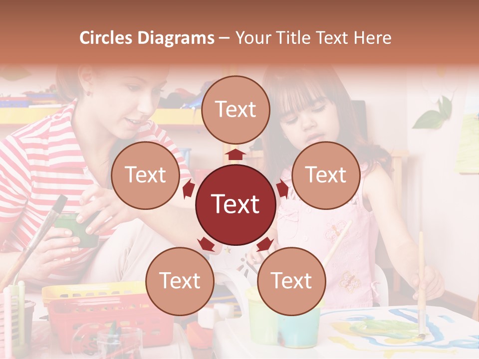 Woman Preschooler Brush PowerPoint Template