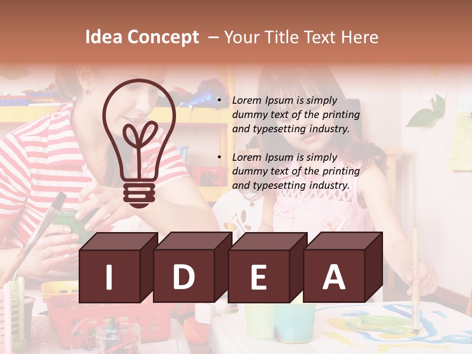 Woman Preschooler Brush PowerPoint Template