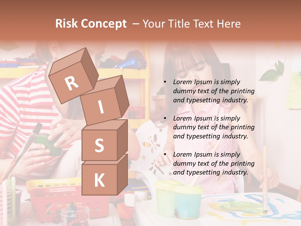 Woman Preschooler Brush PowerPoint Template