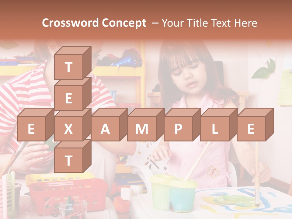 Woman Preschooler Brush PowerPoint Template