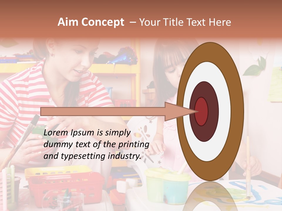 Woman Preschooler Brush PowerPoint Template