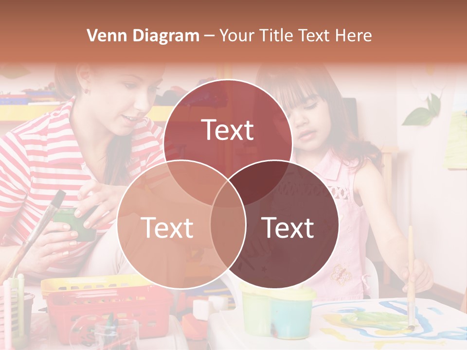 Woman Preschooler Brush PowerPoint Template