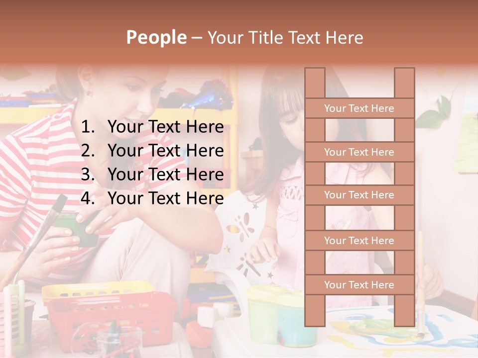 Woman Preschooler Brush PowerPoint Template