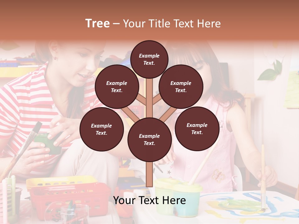 Woman Preschooler Brush PowerPoint Template