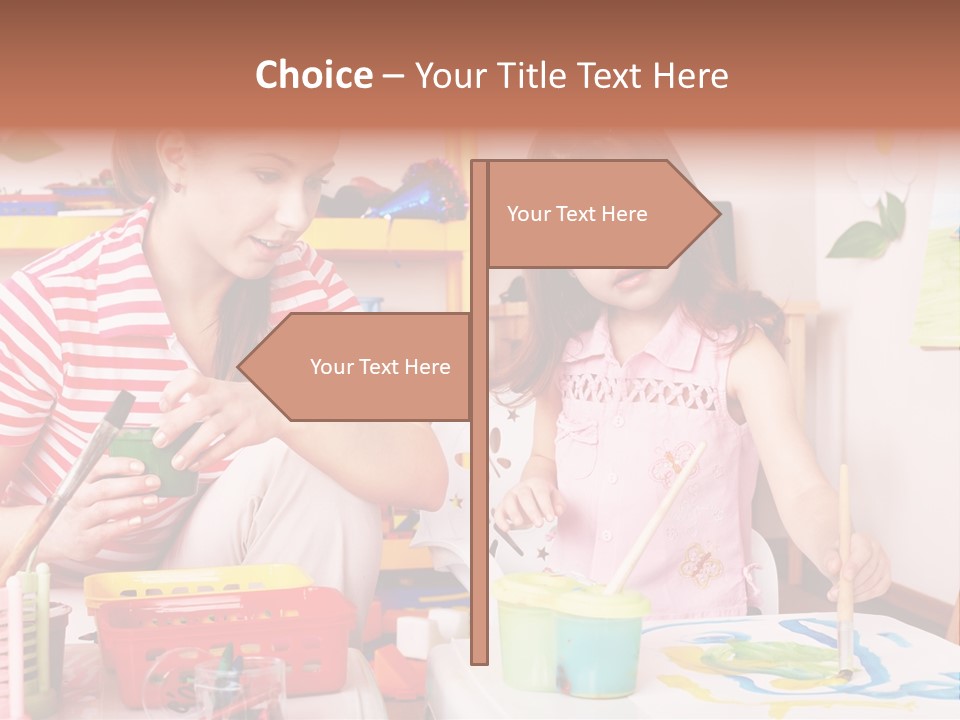 Woman Preschooler Brush PowerPoint Template