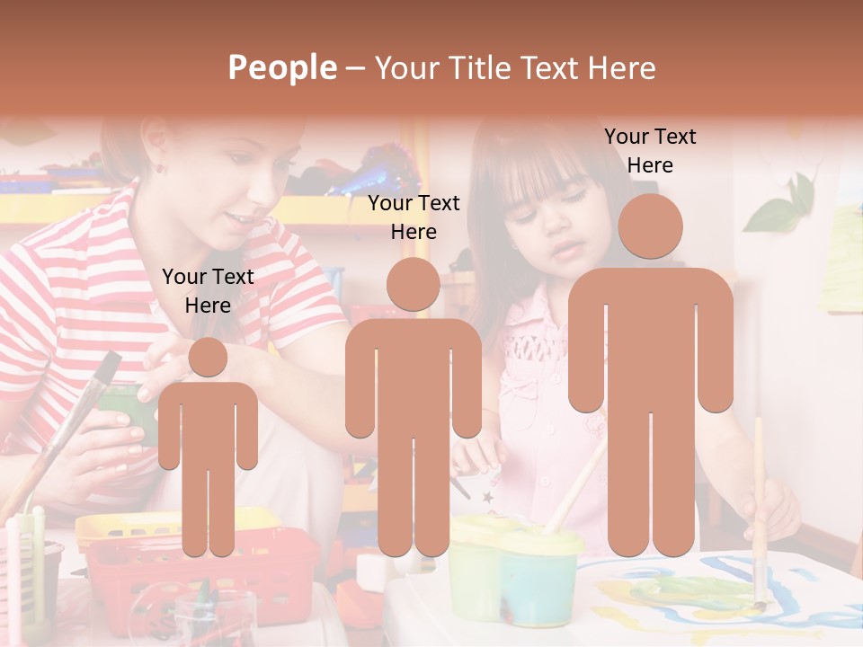 Woman Preschooler Brush PowerPoint Template