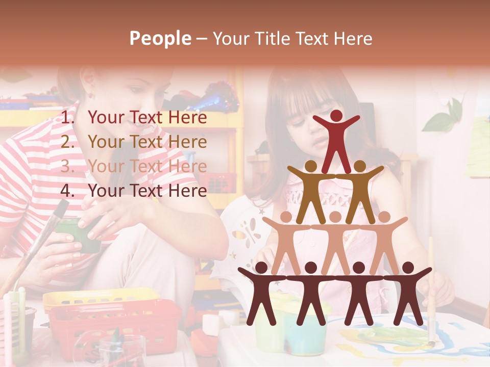 Woman Preschooler Brush PowerPoint Template