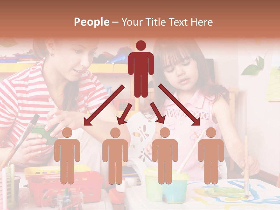 Woman Preschooler Brush PowerPoint Template