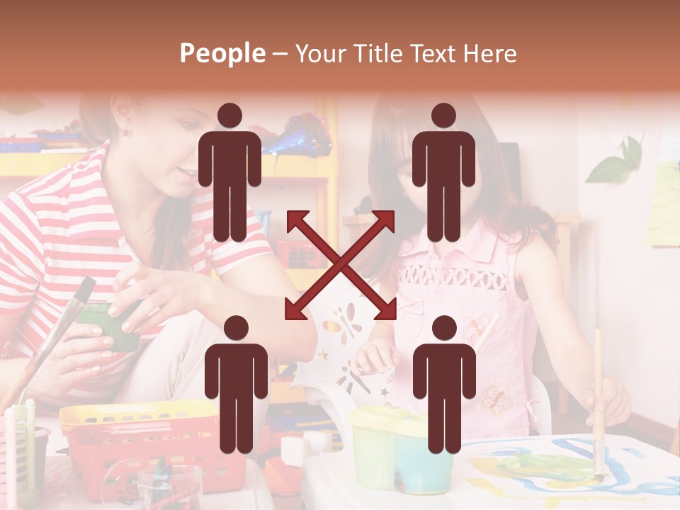 Woman Preschooler Brush PowerPoint Template