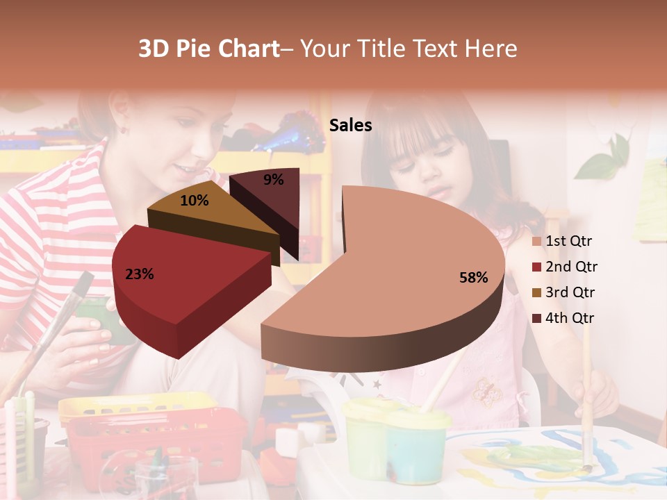 Woman Preschooler Brush PowerPoint Template