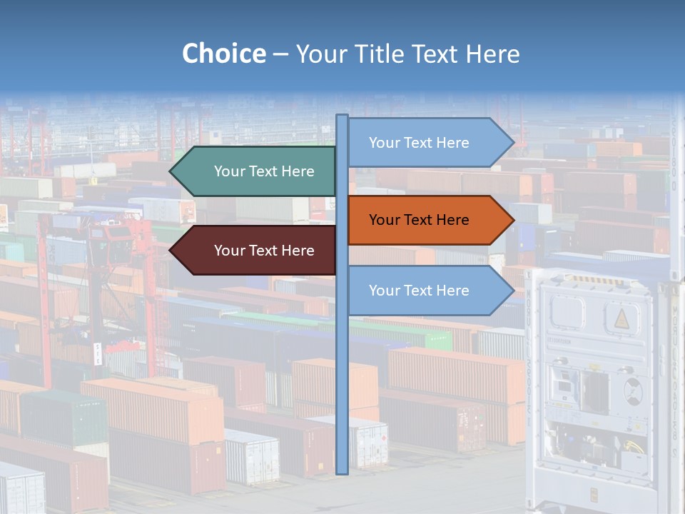 A Large Group Of Shipping Containers In A Harbor PowerPoint Template