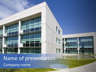 A Building With A Fountain In Front Of It PowerPoint Template