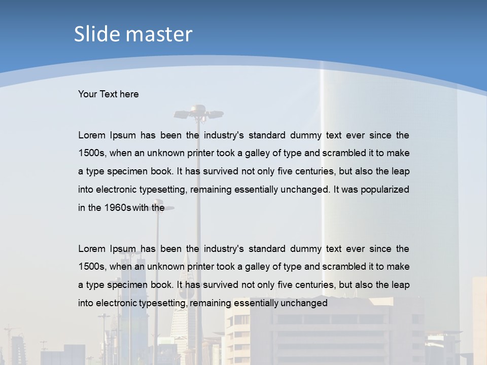 A Powerpoint Presentation With A Cityscape In The Background PowerPoint Template