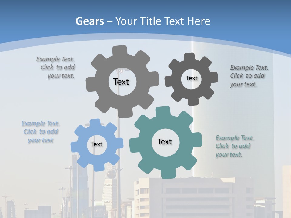 A Powerpoint Presentation With A Cityscape In The Background PowerPoint Template