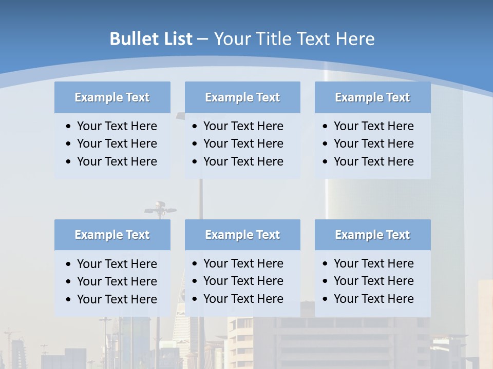 A Powerpoint Presentation With A Cityscape In The Background PowerPoint Template