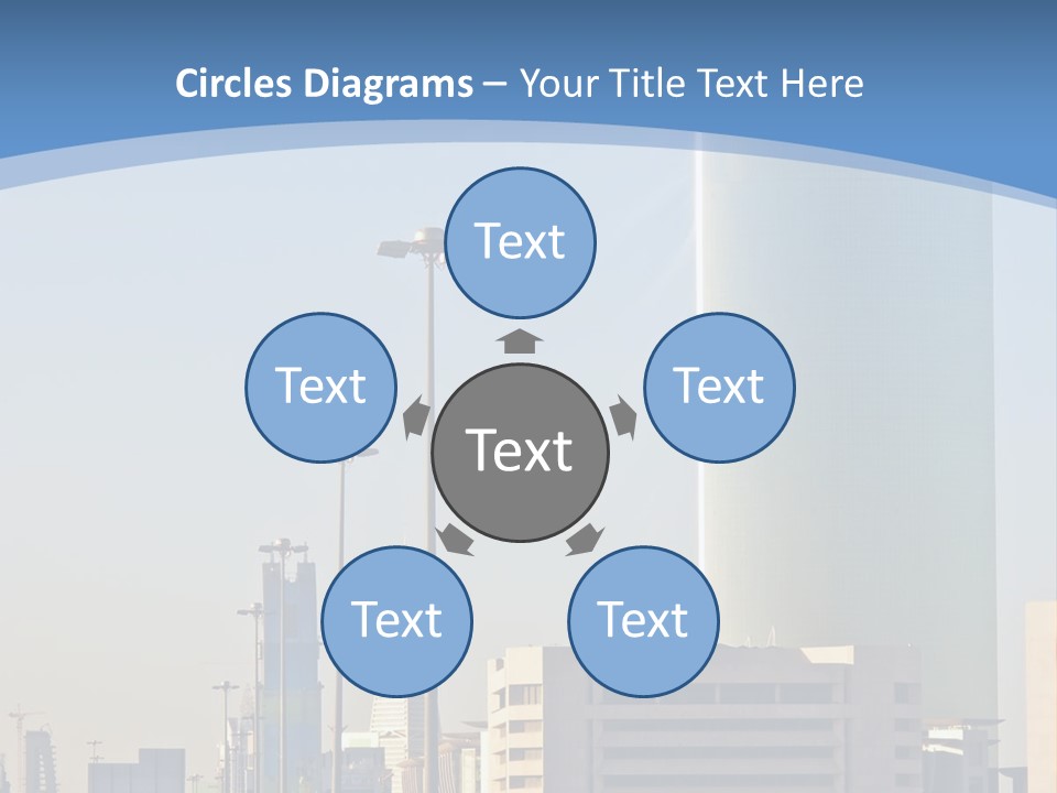 A Powerpoint Presentation With A Cityscape In The Background PowerPoint Template