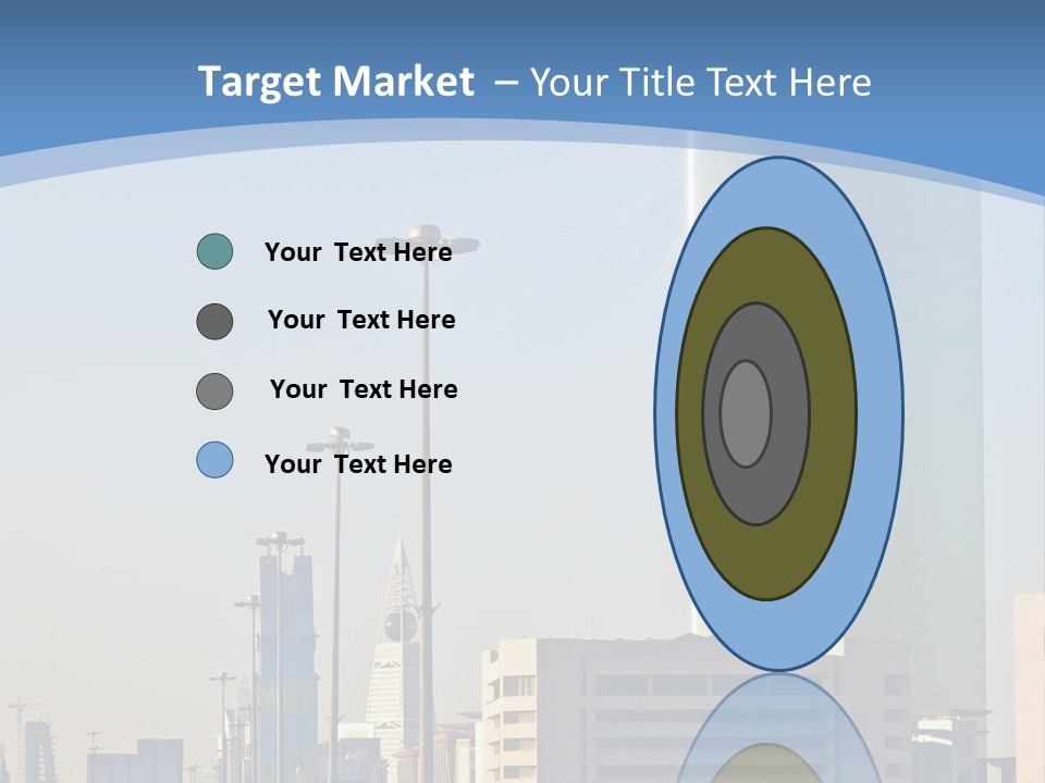 A Powerpoint Presentation With A Cityscape In The Background PowerPoint Template