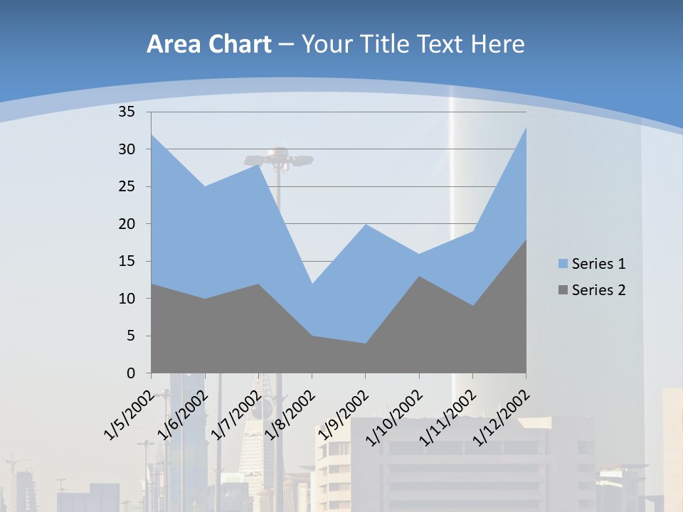A Powerpoint Presentation With A Cityscape In The Background PowerPoint Template