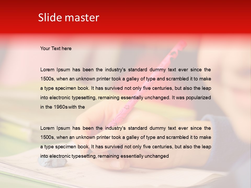 A Child Writing On A Piece Of Paper With A Pink Pen PowerPoint Template